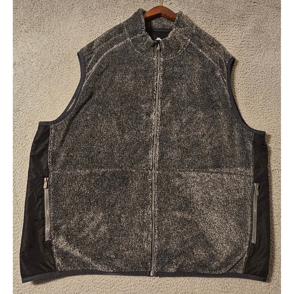 Tommy Bahama Mens Size 2XLB Fleece Vest Full Zip Gray Black Marlin